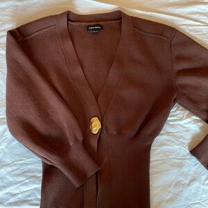 Urban Revivo Brown Puffed Sleeve Cardigan Size 6